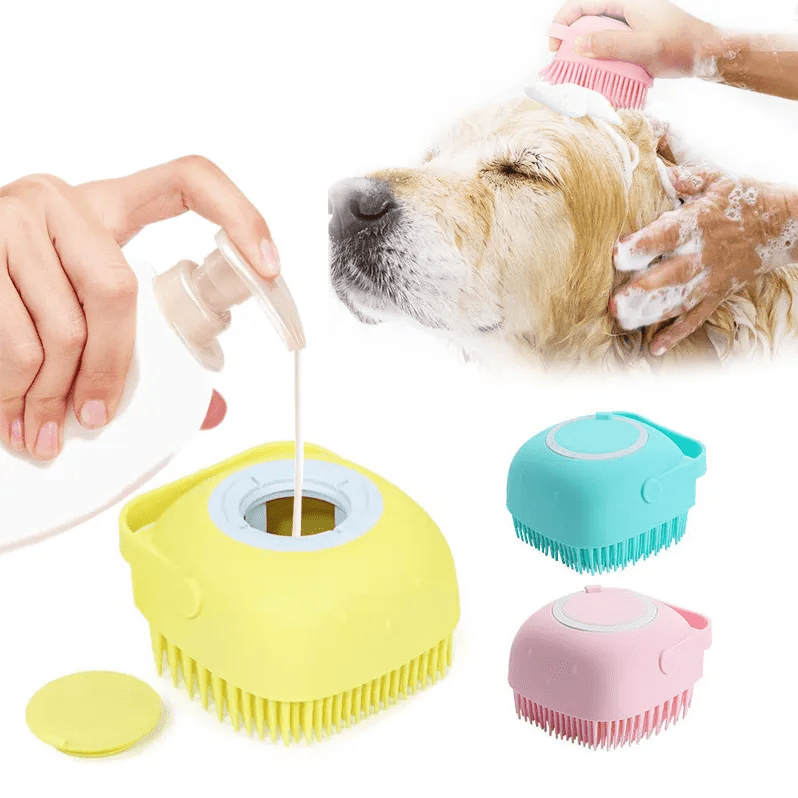 CEPILLO MASAJEADOR DE BAÑO PARA MASCOTAS